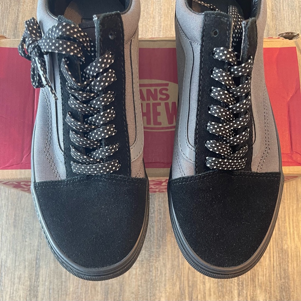 NIB VANS OLD SKOOL REFLECTIVE POP BLACK/PEWTER SUEDE CANVAS UPPER SIZE 7 - Picture 3 of 8